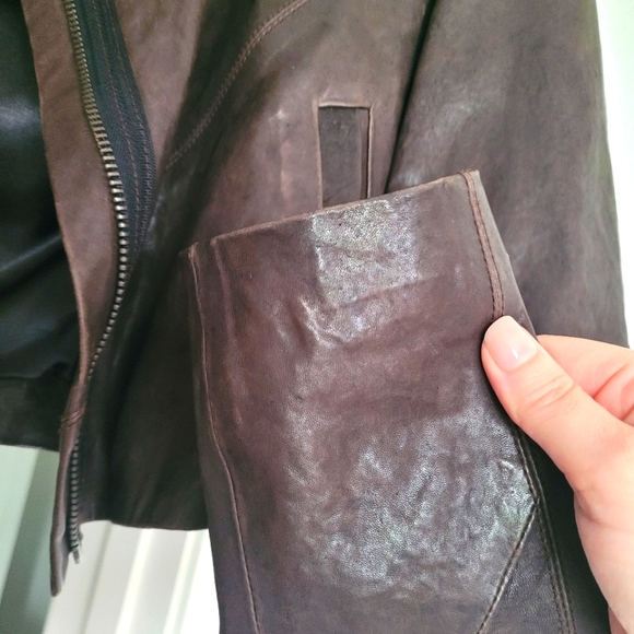 Grai Brand Leather Cropped Minimal Moto Jacket HIGH QUALITY XS - Picture 10 of 14